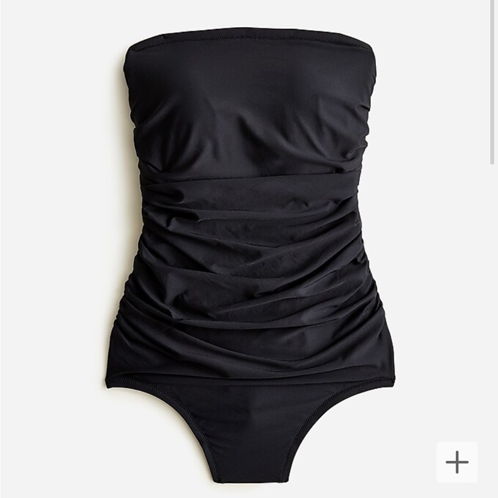J. Crew Ruched Bandeau One-Piece in Black